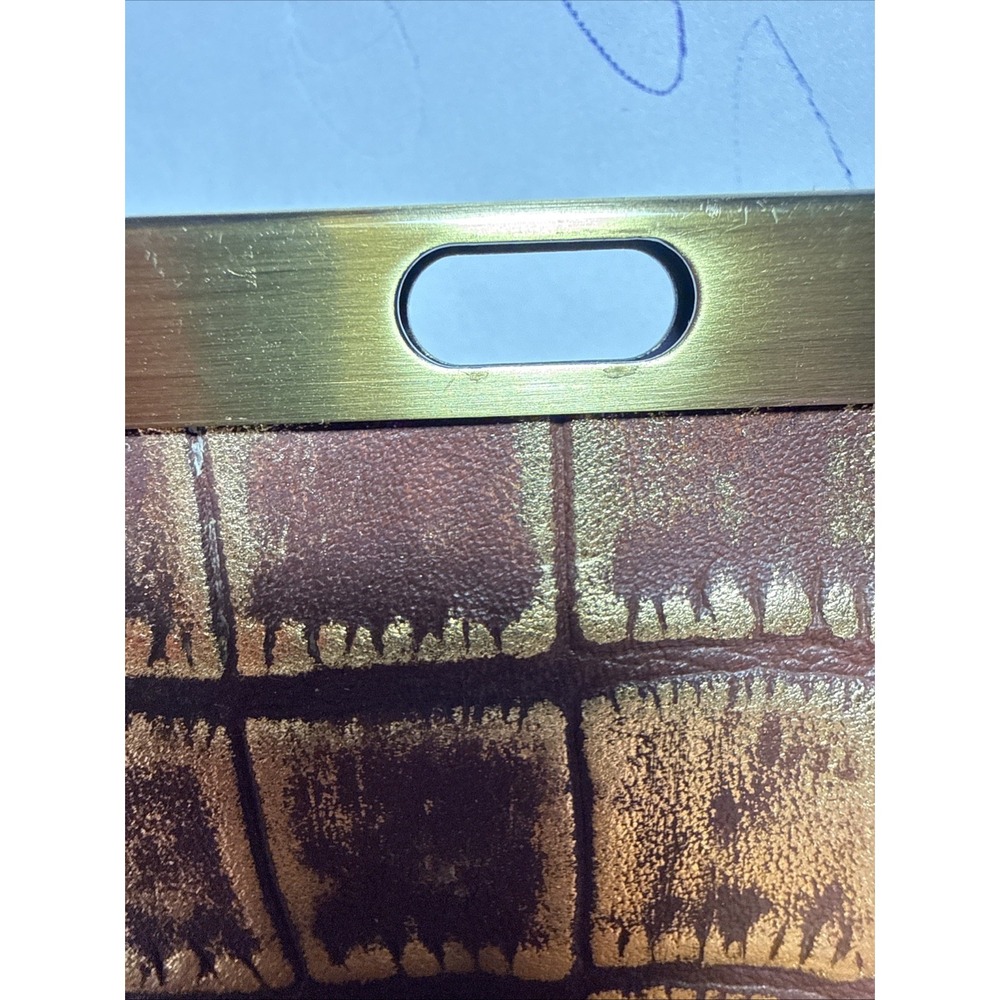 Patricia Nash Cauchy Metallic Gold Croc Embossed Wallet Pre Owned - Picture 11 of 16